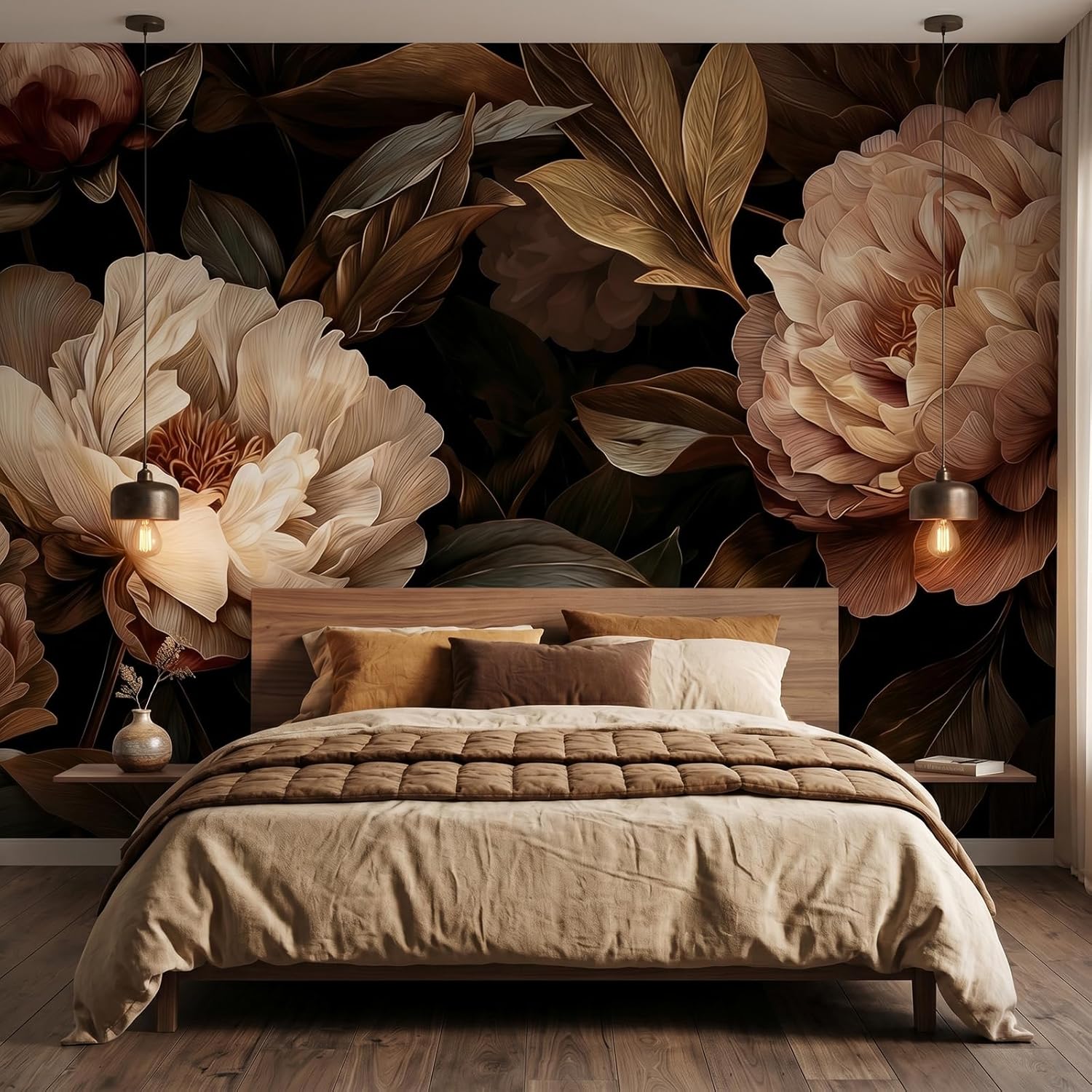 Interior Design Home - Elegante Tapiz Floral de Peonías para
